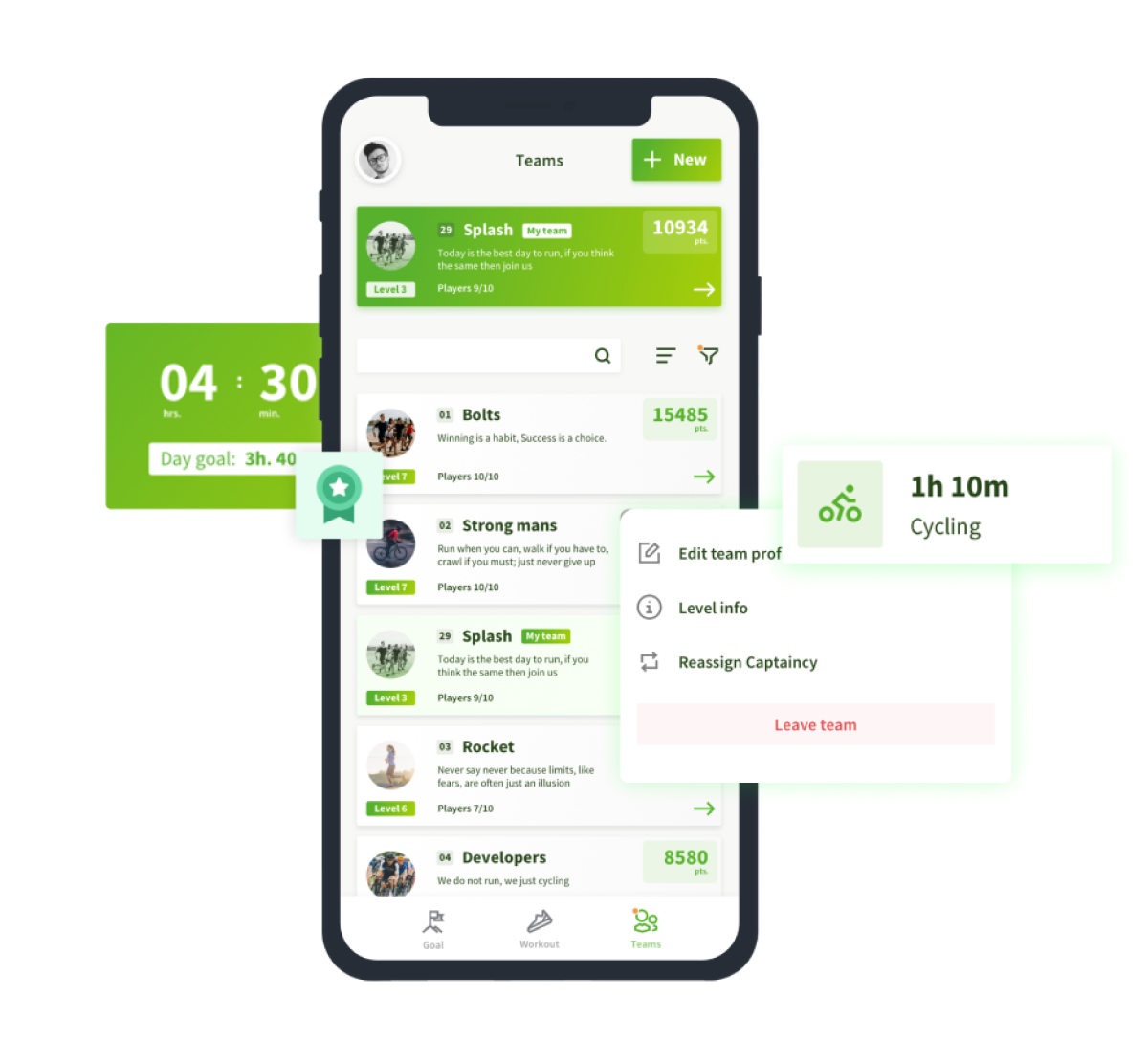 Mobile screen with Leostep app