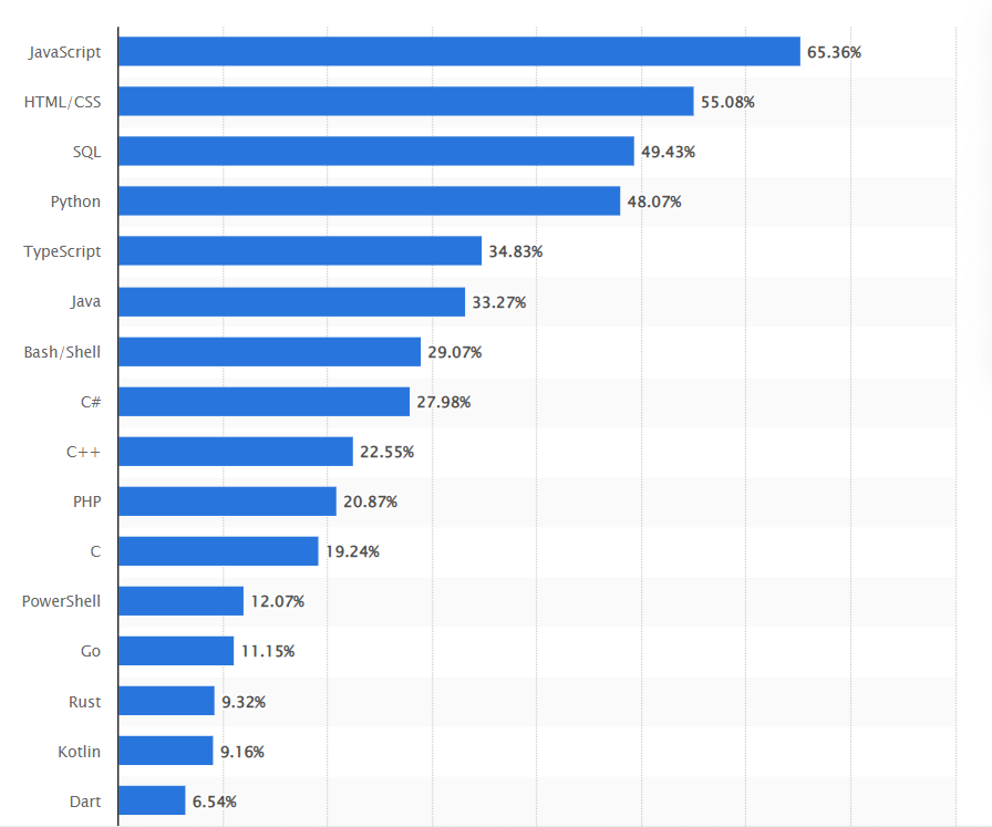 most used programming languagues