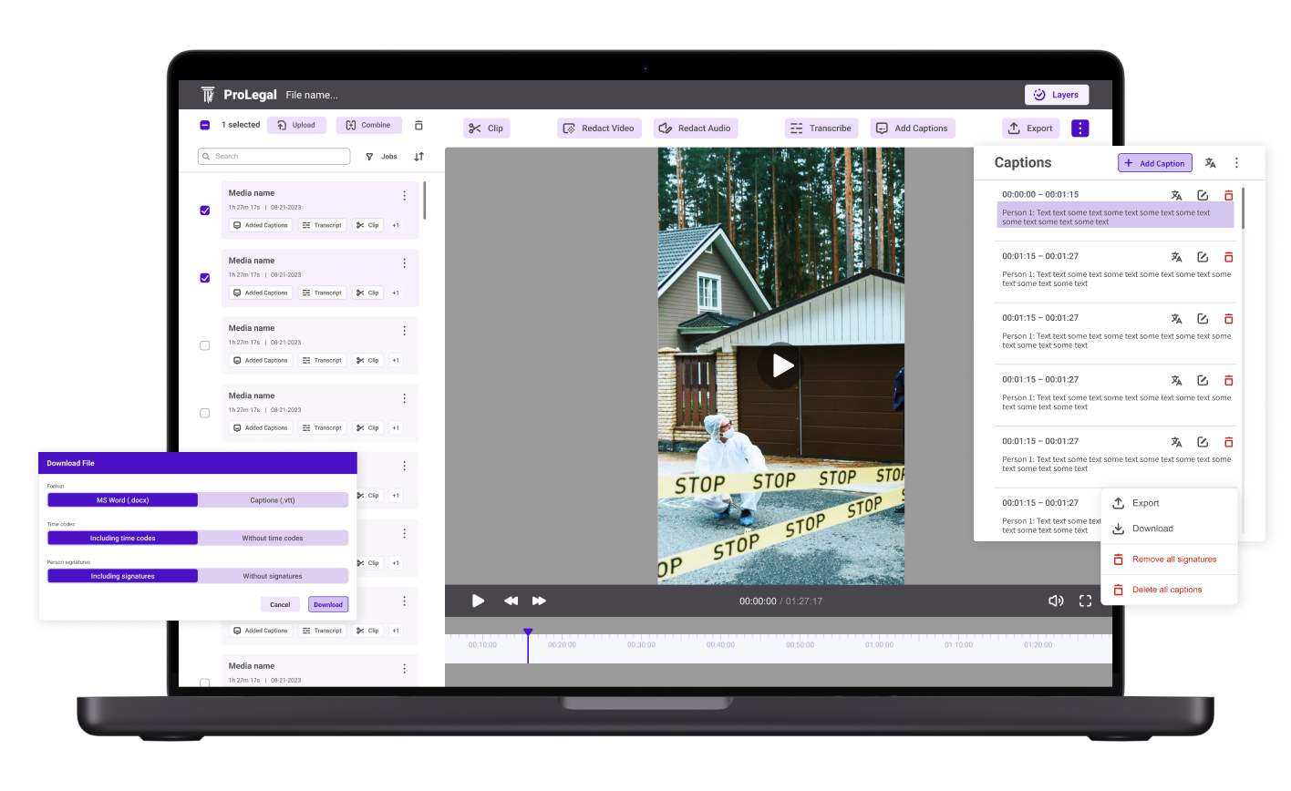 Media Editor Development for LegalTech