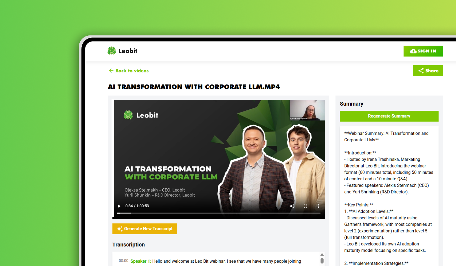 AI-Powered Video Transcription and Summarization Tool Built with Azure Services