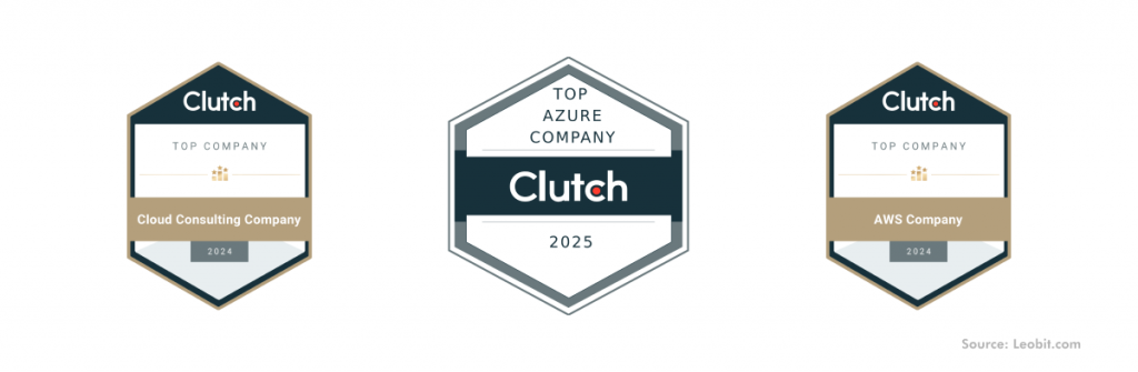 Leobit was named a Top Cloud Consulting Company in 2024, a Top AWS Company in 2024, and a Top Azure Company in 2025 by Clutch.