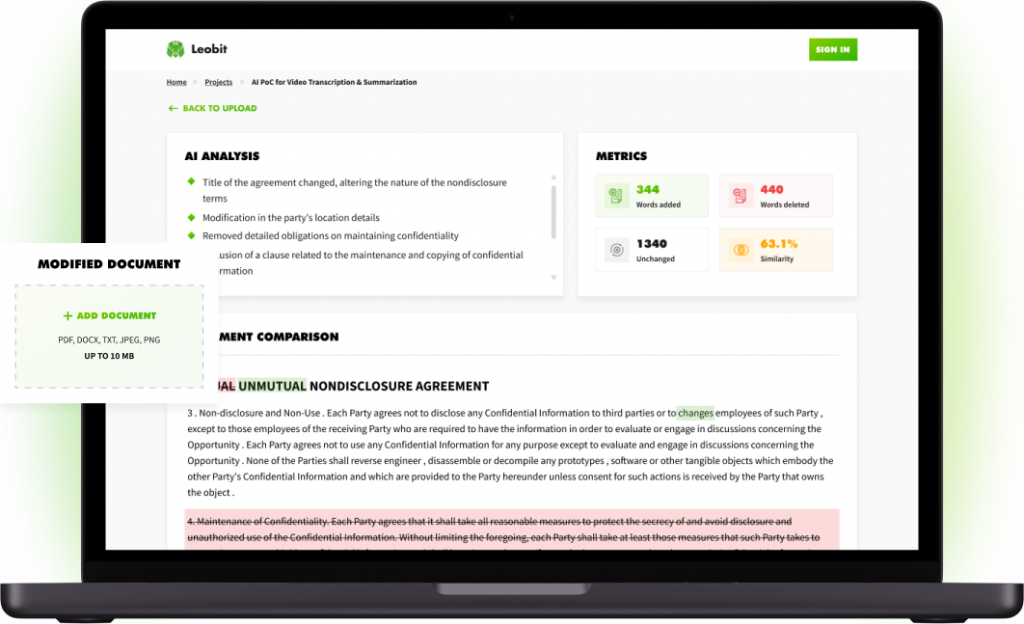 AI-Powered Document Comparison Solution | Leobit
