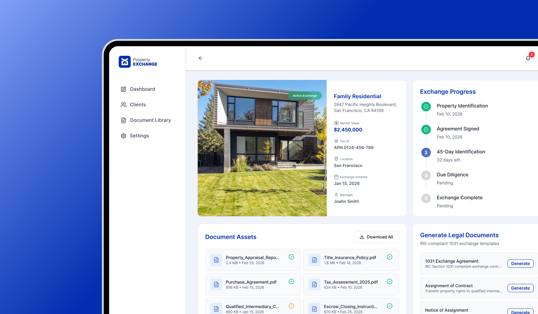 Laptop with a comprehensive and compliant property exchange platform on the screen