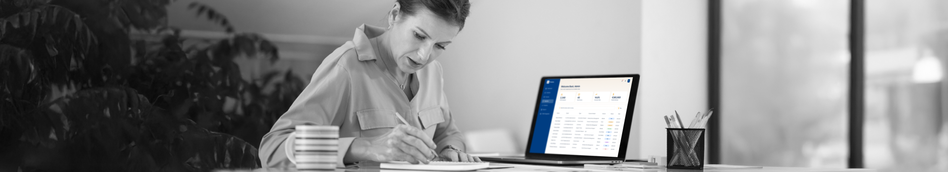 A woman with a laptop