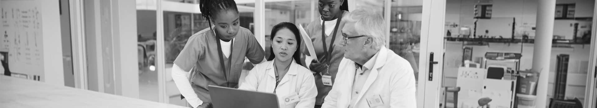 hospital staff with computer