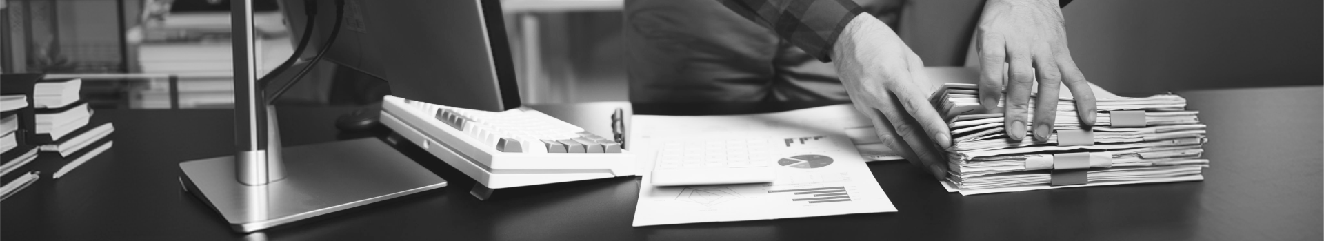 A man with documents using AI-powered generator for contractual documentation