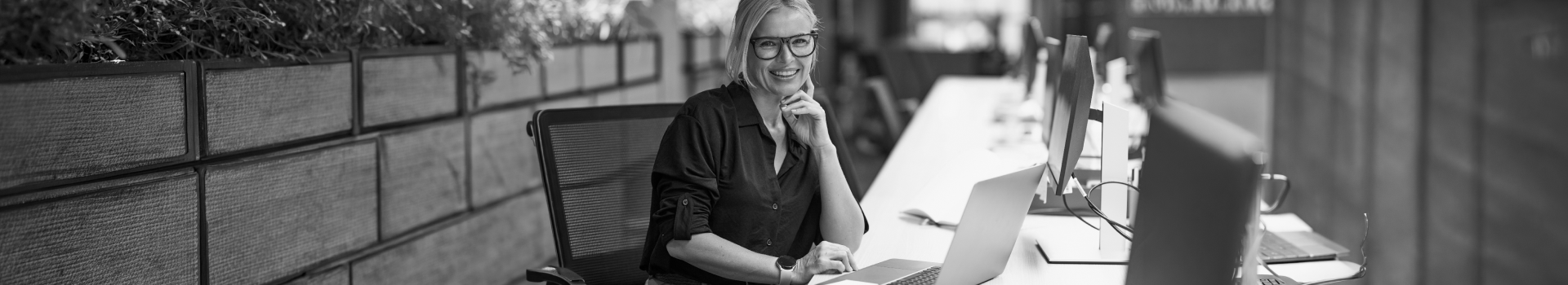 A woman with a laptop