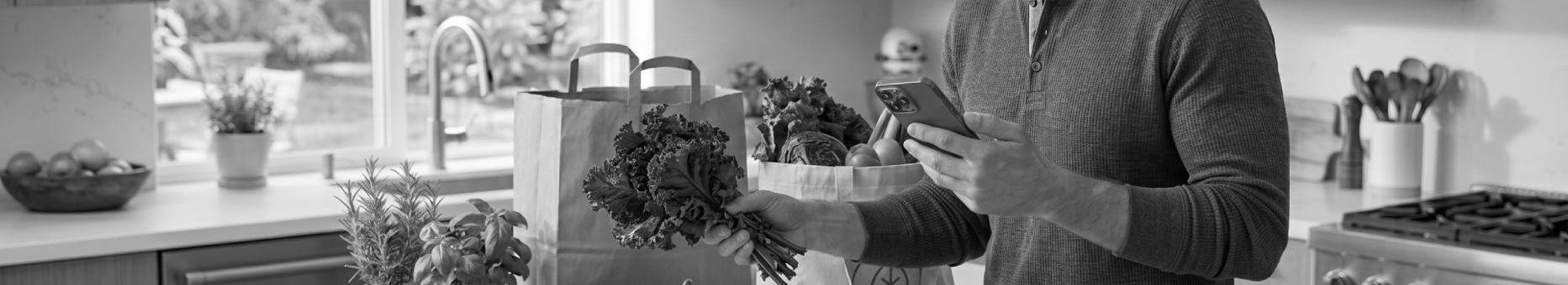 A man uses a direct-to-consumer produce e-commerce app